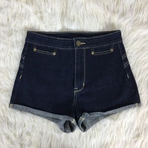 House of Harlow 1960 High Rise Dark Wash Shorts
